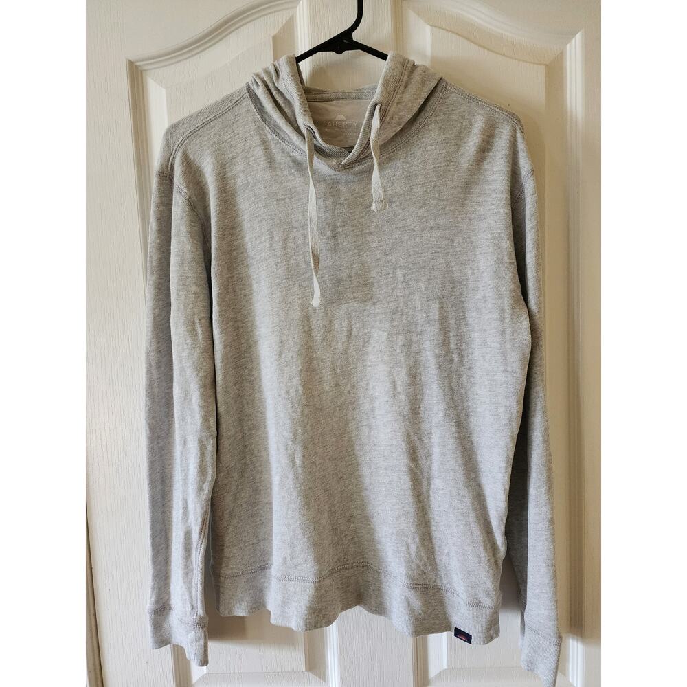 Faherty Women's XL Hoodie Organic Sunwashed Slub Cotton Light Gray Heather